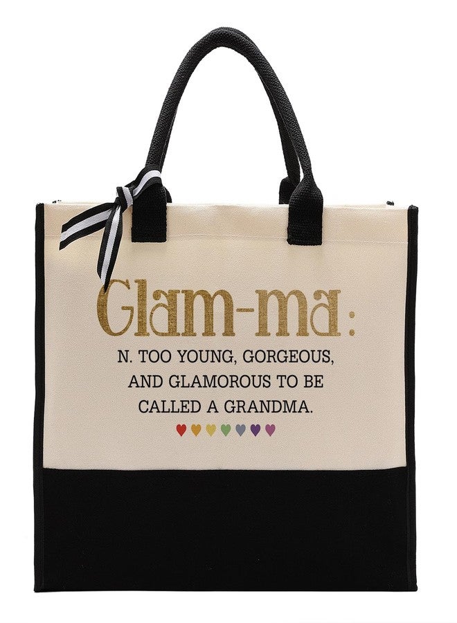 EDCTO Canvas Bag Gift for Grandma, Glam-ma Canvas Shopping Bag, Cotton Canvas Tote Bag, Grandma Definition Tote Bag, Mother's Day Gift for Grandma, Novelty Grandma Gift, Grandma Birthday Gift - Image 1